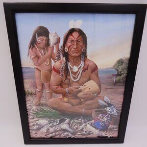 Native American Indian Theodore Morris 12" x 15" Print Painting Art Signed 2004